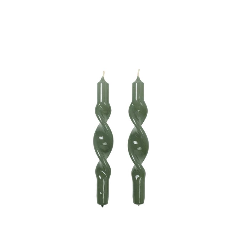 Broste Candle Twist Giftboxed Set Of 2 - Glossy Grape Leaf Green image number 0